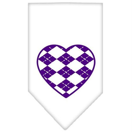UNCONDITIONAL LOVE Argyle Heart Purple Screen Print Bandana White Large UN847744